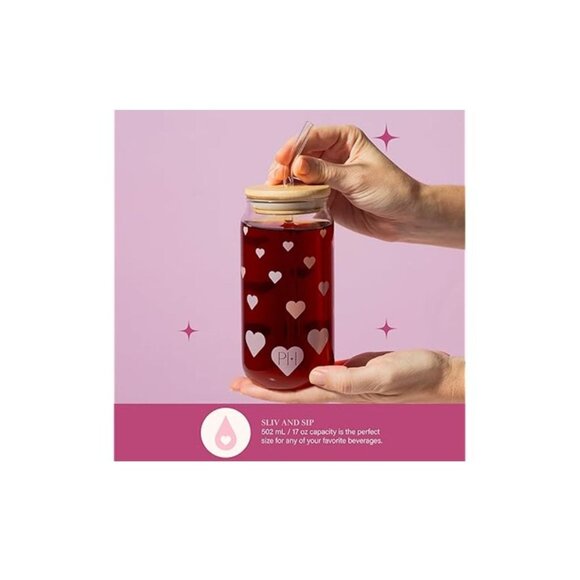 Glass Tumblers Set with Kawaii Decals, Includes Bamboo Lids, Reusable Glass - Picture 2 of 4